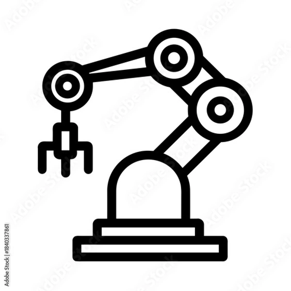 Fototapeta Minimalist robotic arm industrial automation vector icon