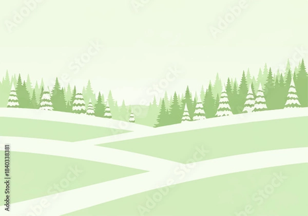 Obraz Light Green Winter Landscape with Snowy Fields