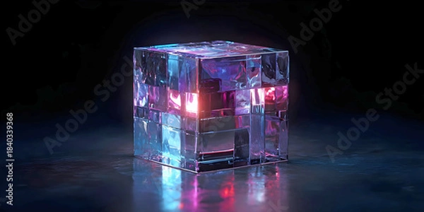 Obraz Luminous Core: The Prism Cube, ai generated.