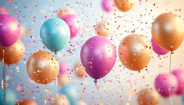 Obraz Highend 3D illustration of  Happy New Year 2026  with bright colorful balloons