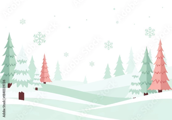 Obraz Winter Forest with Colorful Frosted Trees