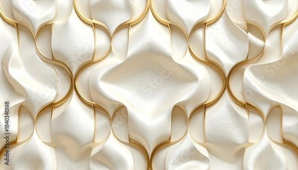 Fototapeta Golden Geometric Lattice Pattern on Marbled Metallic Background