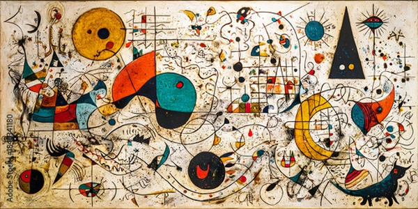 Obraz Symbols in Motion: Surreal Geometry Unleashed, ai generated.