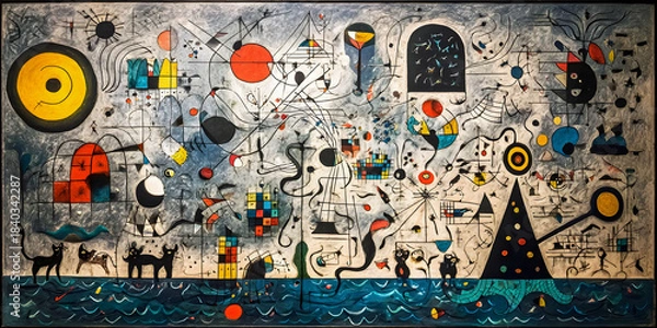 Obraz Symbols in Motion: Surreal Geometry Unleashed, ai generated.