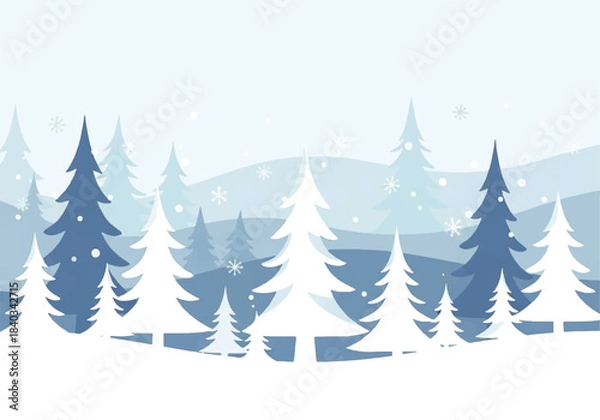 Obraz Soft Pastel Winter Forest with Gentle Snowfall and Wide Open Snowfield