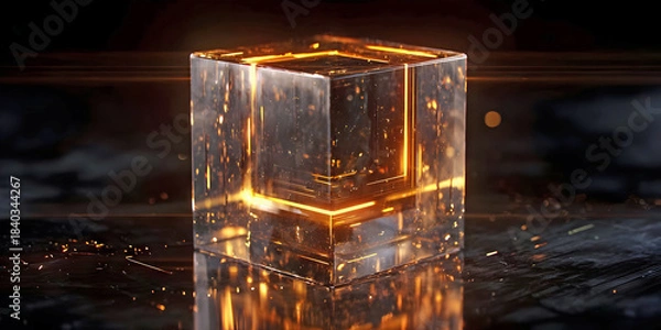 Obraz Luminous Core: The Prism Cube, ai generated.