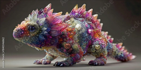Obraz Crystal Hatchling: Gem-Scaled Fantasy Beast, ai generated