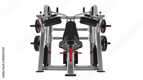 Obraz Silver weight machine with black seat and red accents
