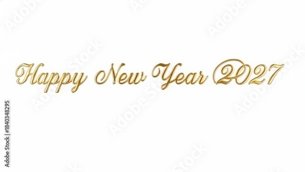 Fototapeta Elegant golden happy new year 2027 text on white background