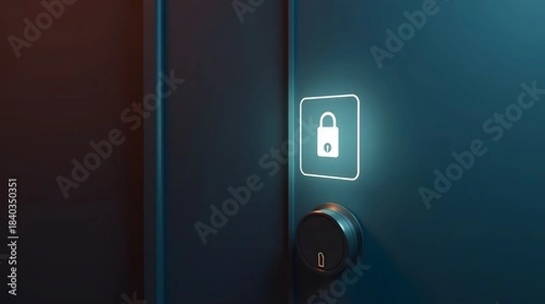 Fototapeta key unlocking glowing digital smart home door