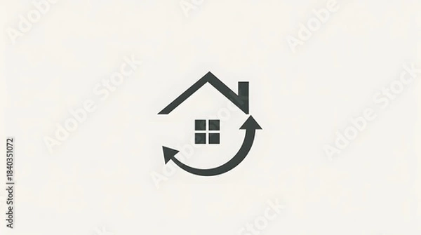 Fototapeta Minimal vector design of house within circular arrow, property cycle concept