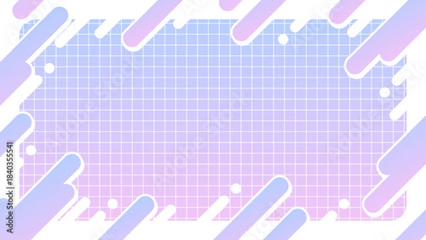 Obraz 薄紫色のグリッド背景のポップな角丸斜めラインのフレーム　16：9
