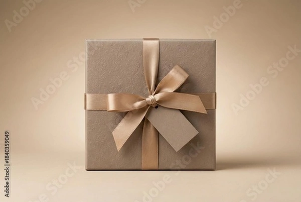 Obraz Perfectly centered luxury gift box with blank tag
