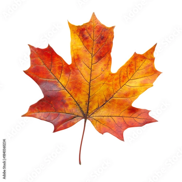 Fototapeta Autumn maple leaf isolated on white and transparent background