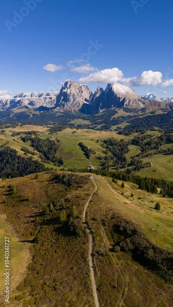 Obraz Seiser Alm Dolomites: Aerial Alpine Landscape