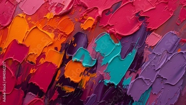 Obraz Vibrant abstract oil painting texture closeup with thick impasto strokes