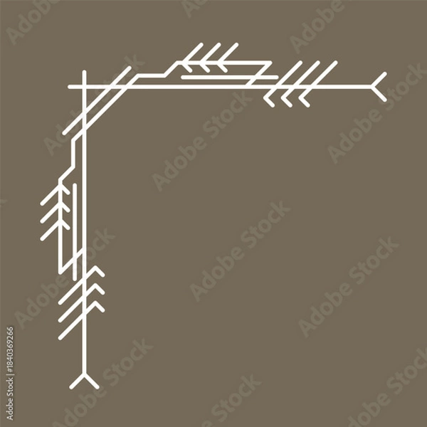Fototapeta Line geometric corner. Tribal ethnic decorative linear element.
