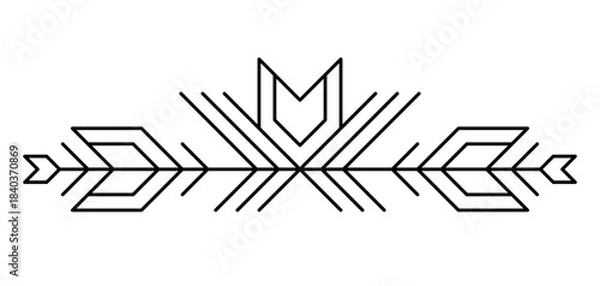 Fototapeta Line geometric element. Tribal ethnic decorative linear divider.