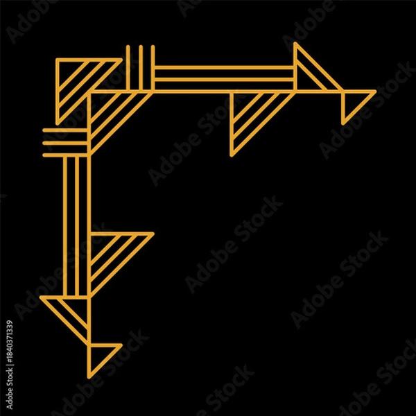 Fototapeta Line geometric corner. Tribal ethnic decorative linear element.