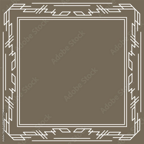 Fototapeta Line geometric frame. Tribal ethnic decorative linear background.