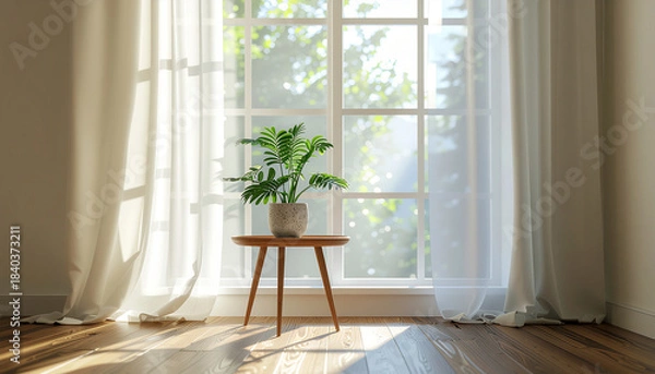 Fototapeta Leafy Plant Silhouette Behind Translucent Backlit Surface with Soft Organic Shapes