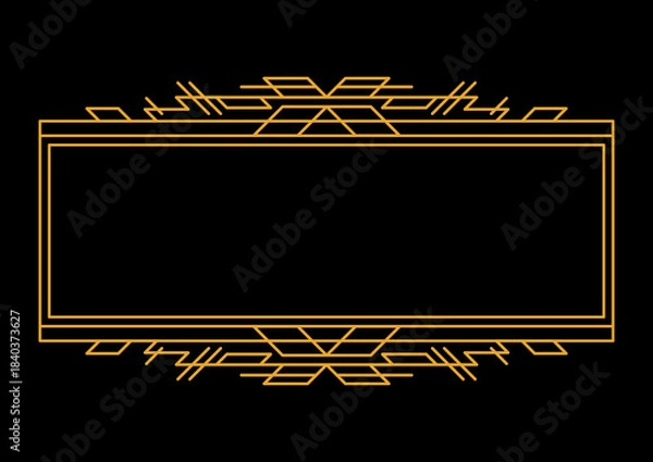 Fototapeta Line geometric frame. Tribal ethnic decorative linear background.
