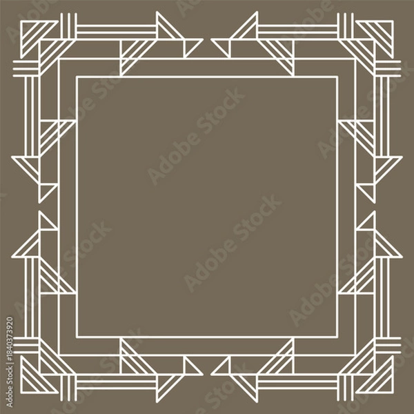 Fototapeta Line geometric frame. Tribal ethnic decorative linear background.