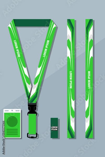 Fototapeta Lanyard Design Template Set for All Company In green color combinations EPS 10