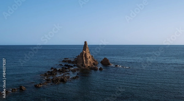 Fototapeta Volcanic islet in Cabo de Gata, Almeria, Spain
