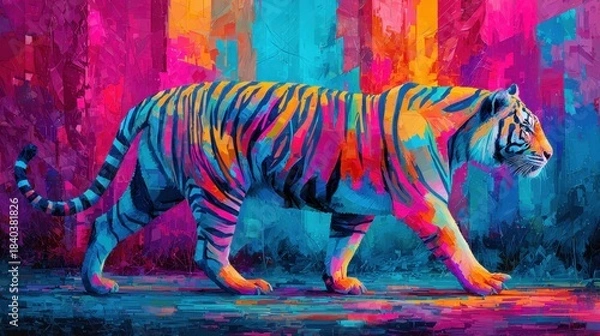 Fototapeta Abstract Colorful Tiger Walking