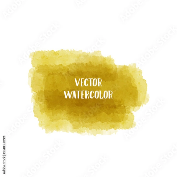 Obraz Textured yellow watercolor brush stroke graphic n a white background,vector art