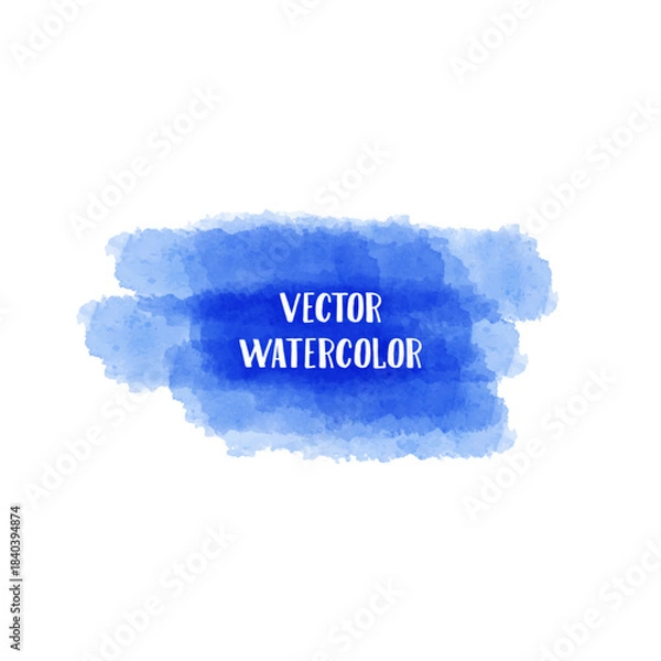 Obraz Blue watercolor brush stroke on a white background, abstract art,vector art