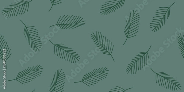 Obraz Stylized Evergreen Branches Seamless Pattern

