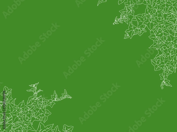 Obraz アイビーの線画フレーム①ななめ_白