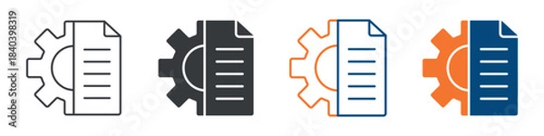 Fototapeta Document Management Icon Set Multiple Style Collection 