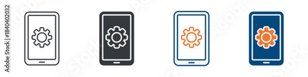 Fototapeta Mobile Setting Icon Set Multiple Style Collection 