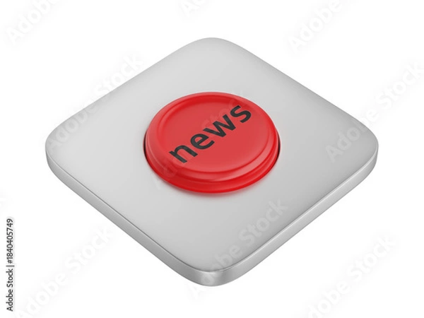 Obraz Red round news button on transparent background