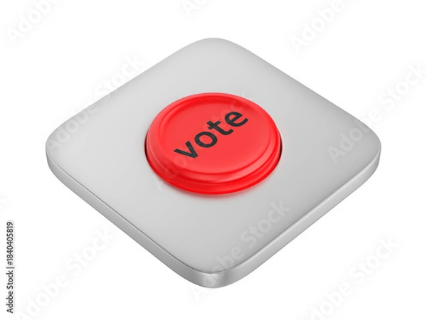 Obraz Red round vote button on transparent background