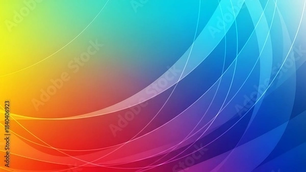 Obraz Vibrant Rainbow Gradient Abstract Background with Dynamic Flowing Wavy Lines.