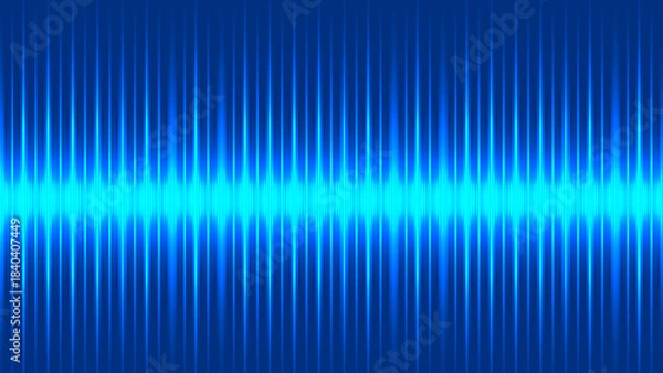 Fototapeta Vibrant blue sound waveform with bright center
