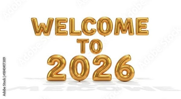 Obraz Golden welcome to year two thousand and twenty six text