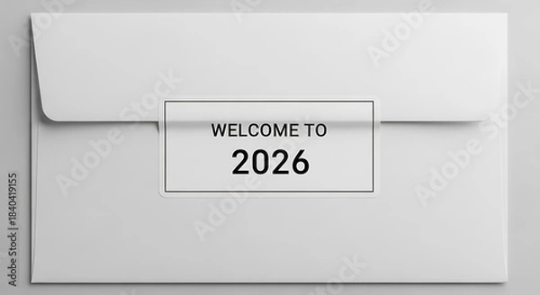 Obraz White envelope with a welcome to label reading 2026