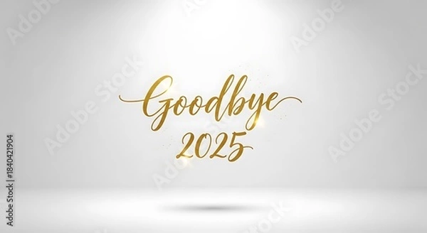 Obraz Golden goodbye 2025 text on a white studio background