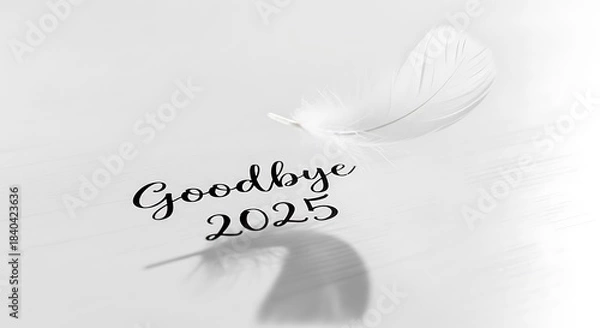 Obraz Goodbye year two thousand twenty five with white feather