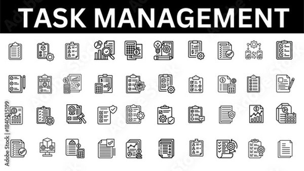 Fototapeta Task line editable icon set. task line icons. Vector illustration 