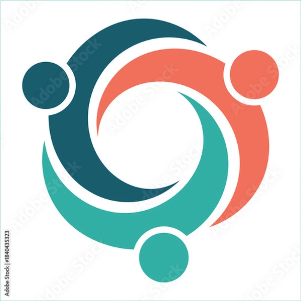 Obraz Abstract business community teamwork logo with three people in circular unity