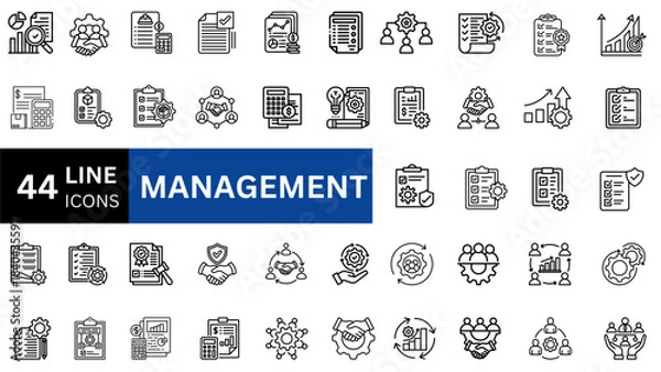 Fototapeta Management line icons set. Vector illustration 