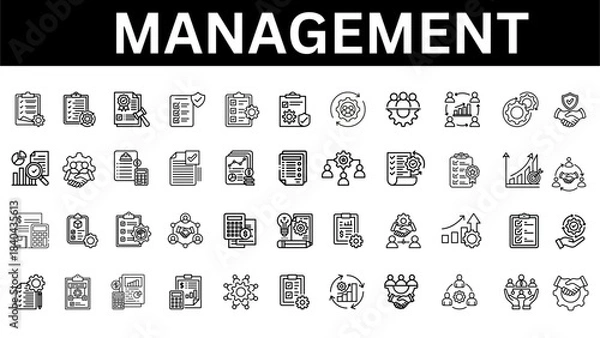 Fototapeta Management editable line icon collection. Vector illustration 