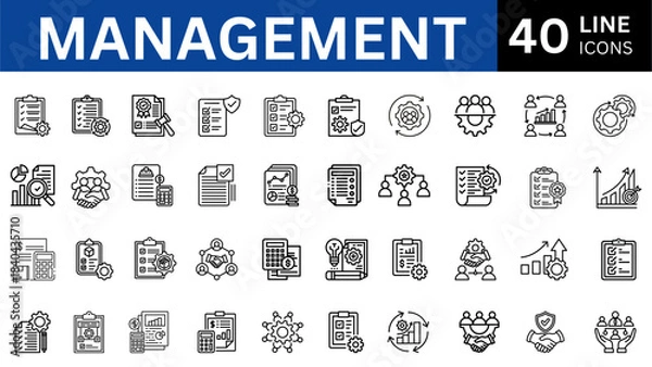 Fototapeta Management line icons set. Management icon collection. Vector illustrator