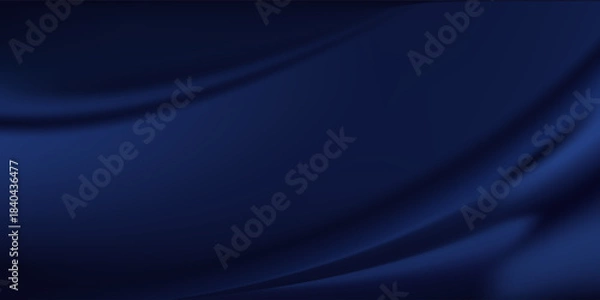 Fototapeta Navy blue silk satin. Silky shiny fabric. Dark luxury background with space for design. Banner. Wide. Long. Panoramic. Template. Empty. Flat lay, top view table. Beautiful.Elegant.Birthday,Christmas.